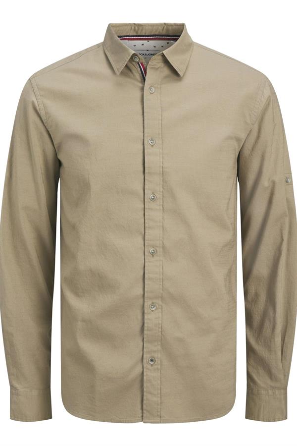 JJPIERRE SLUB DETAIL SHIRT LS BEJ