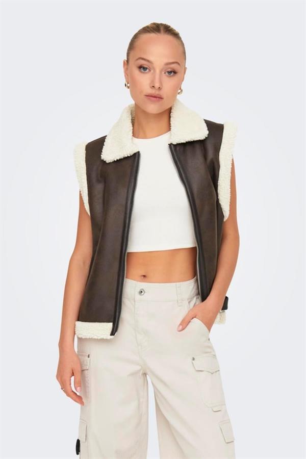 ONLBETTY BONDED WAISTCOAT CC OTW KAHVERENGİ 15322433