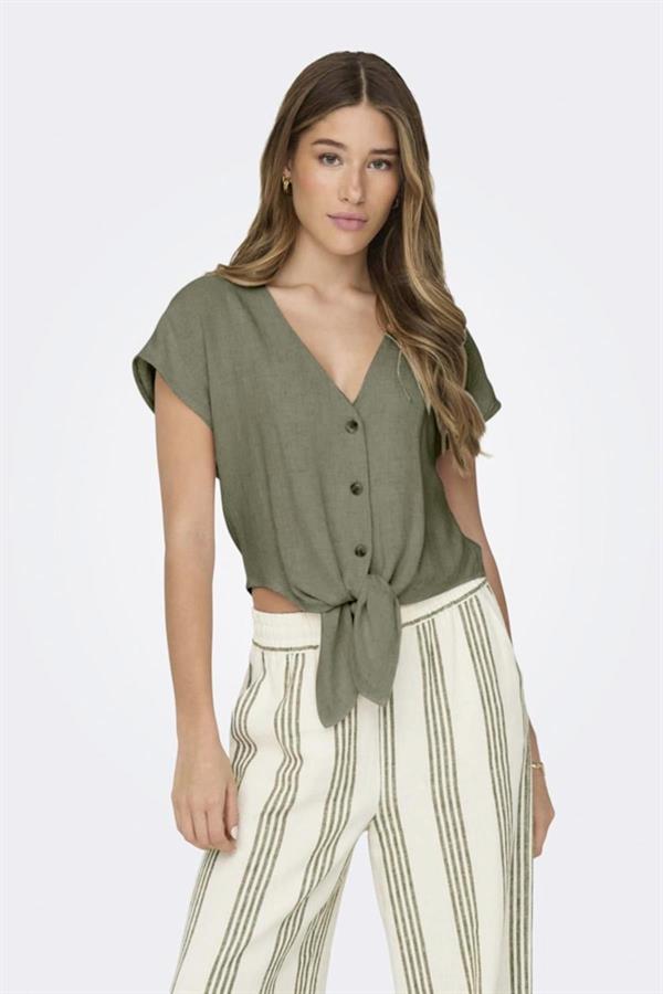 ONLSIESTA SS KNOT LIN BL SHIRT PNT NOOS YEŞİL