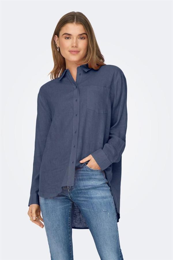 ONLTOKYO LIFE L/S LIN BL SHIRT PNT NOOS KOYU MAVİ