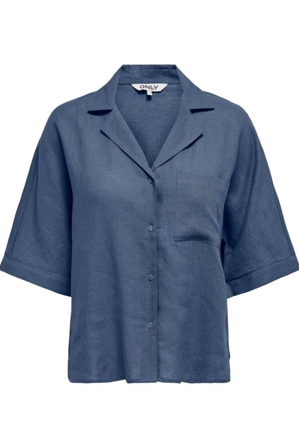 ONLTOKYO LIFE SS LINEN BL SHIRT PNT NOOS KOYU MAVİ