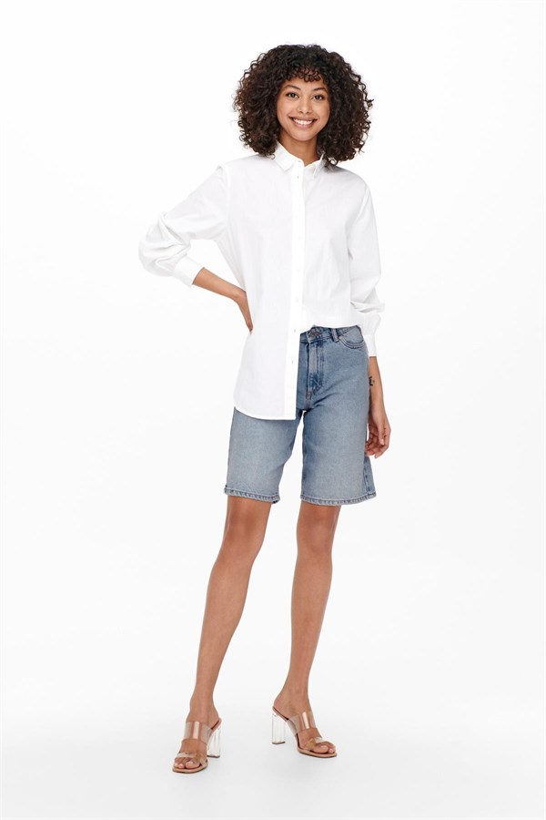 Only ONLSONNY Kadın Jean Şort Yüksek Bel Geniş Paça Rahat Günlük 