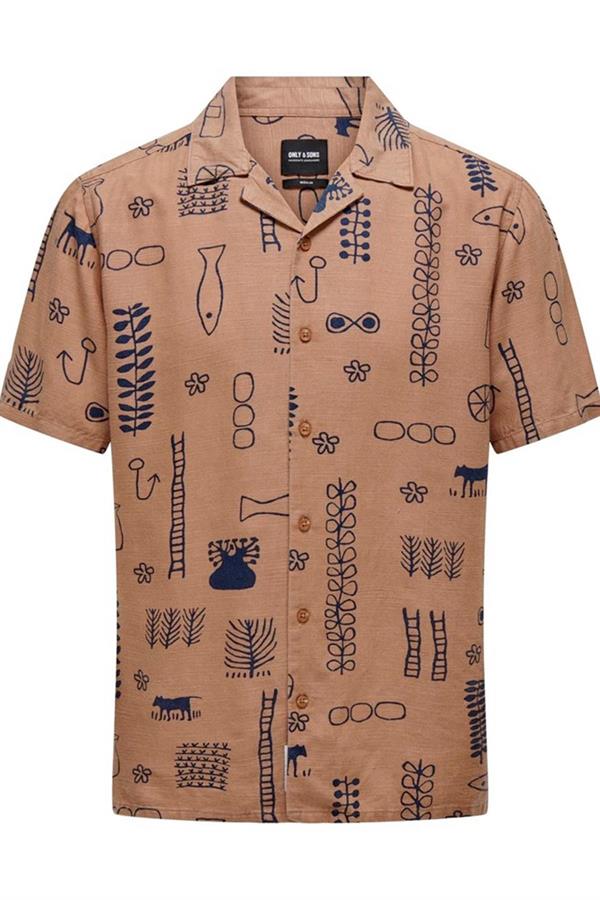 ONLY & SONS ONSALVIN REG SS OBJECT AOP RESORT SHIRT 22029104 MERCAN