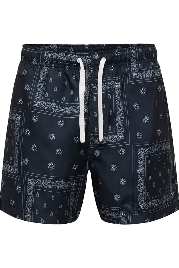 Only & Sons ONSBASILE Life Erkek Deniz Şortu Desenli Rahat Yazlık Regular Fit 