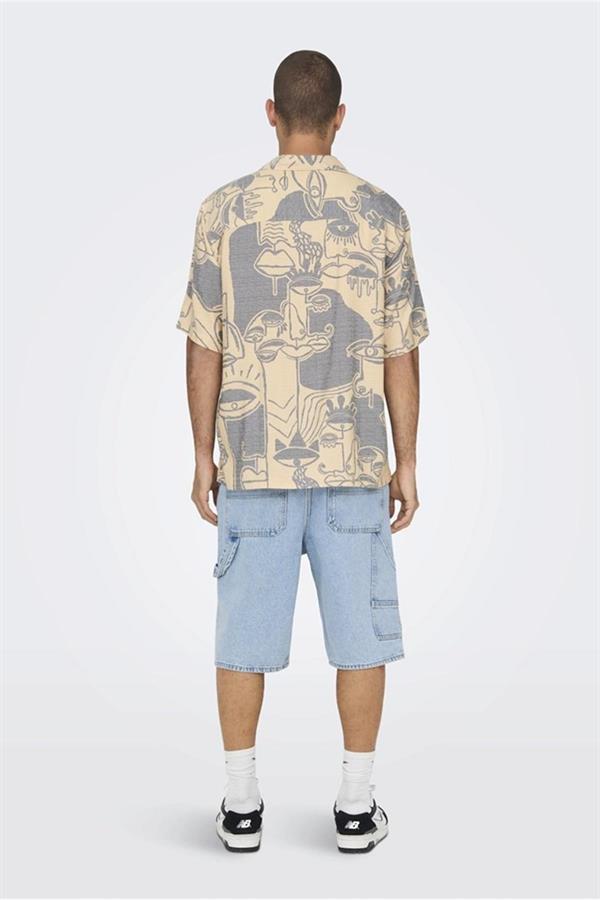 ONLY & SONS ONSDEN LIFE RLX WASH DOODLE SS SHIRT22026111 BEJ
