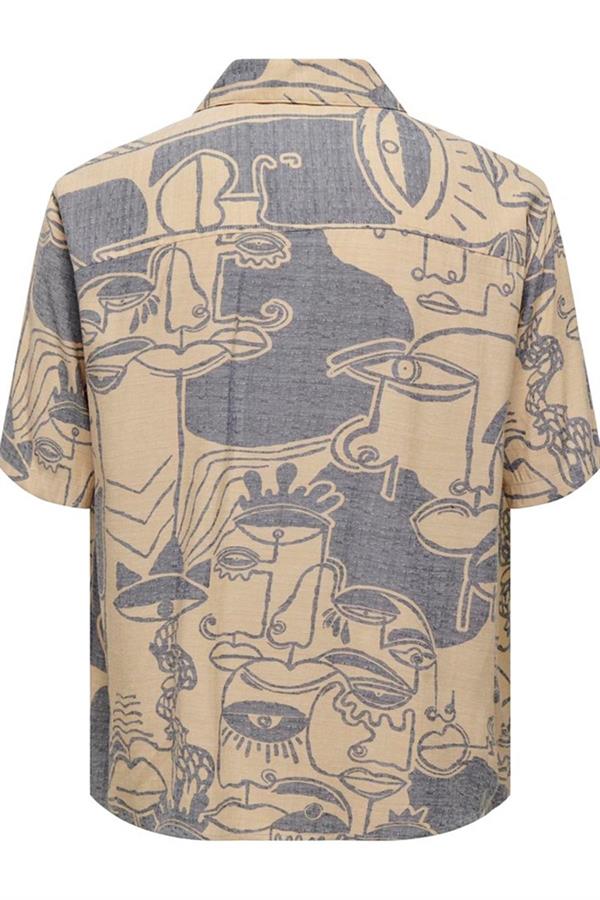 ONLY & SONS ONSDEN LIFE RLX WASH DOODLE SS SHIRT22026111 BEJ