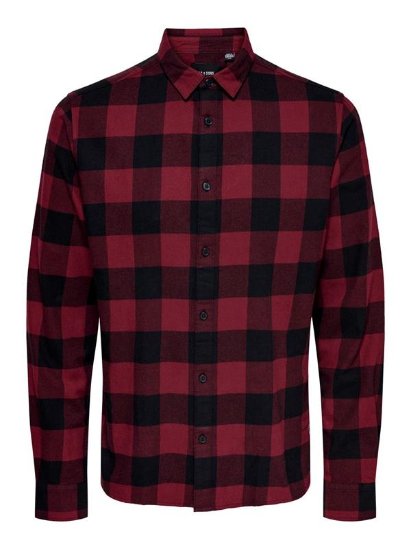 ONLY & SONS ONSGUDMUND ERKEK  KARELİ GÖMLEK BORDO