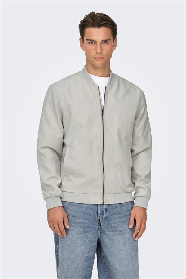 Only & Sons ONSLUCAS Erkek Süet Görünümlü Bomber Ceket Günlük Rahat Şık 
