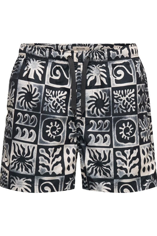 Only & Sons ONSPRINT Erkek Deniz Şortu Desenli Rahat Yazlık Regular Fit 