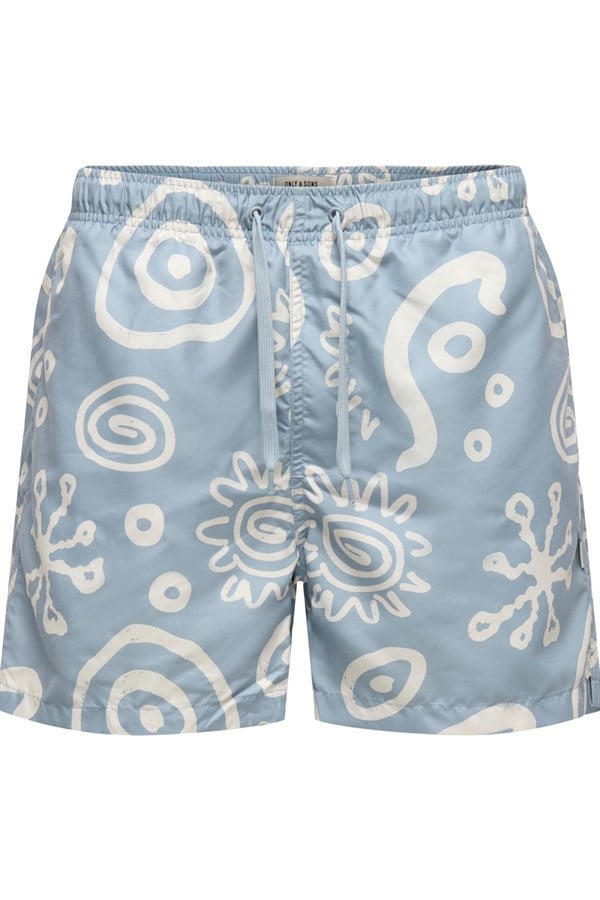 Only & Sons ONSPRINT Erkek Deniz Şortu Desenli Rahat Yazlık Regular Fit 
