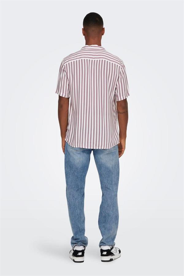 ONLY & SONS ONSWAYNE LIFE SS VISCOSE SHIRT NOOS 22013267 BORDO