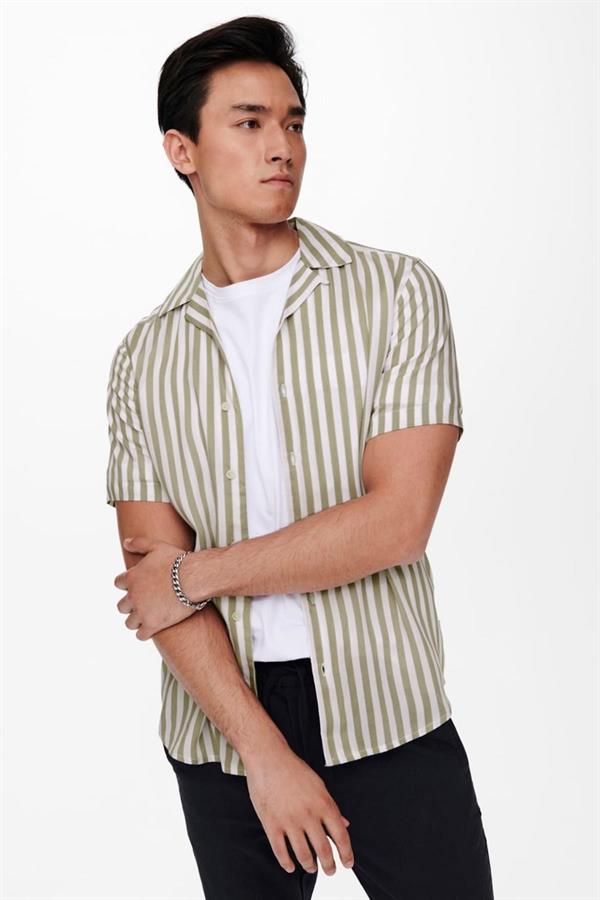 ONLY & SONS ONSWAYNE LIFE SS VISCOSE SHIRT NOOS 22013267 BEJ
