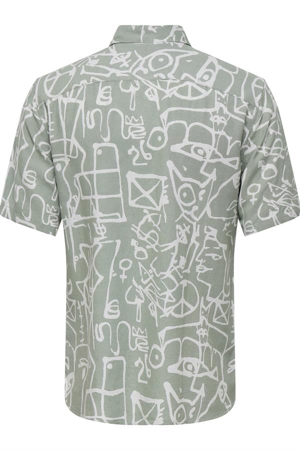 ONSBUD LIFE SS SLIM AOP VISC/LIN SHIRT 