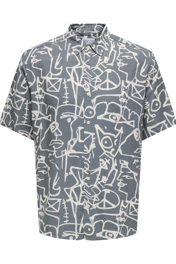 ONSBUD LIFE SS SLIM AOP VISC/LIN SHIRT 