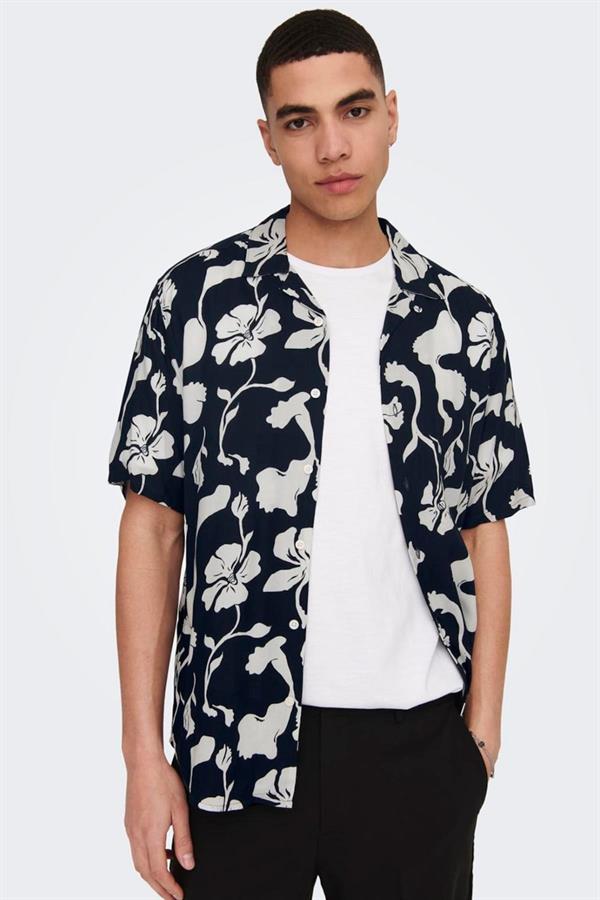 ONSDASH LIFE SS RESORT AOP SHIRT NOOS LACİVERT