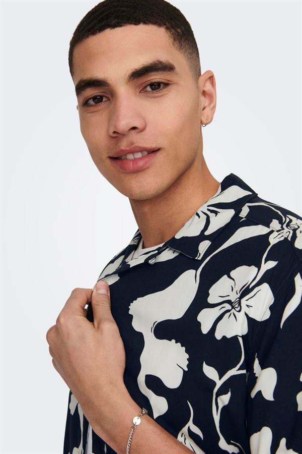 ONSDASH LIFE SS RESORT AOP SHIRT NOOS LACİVERT