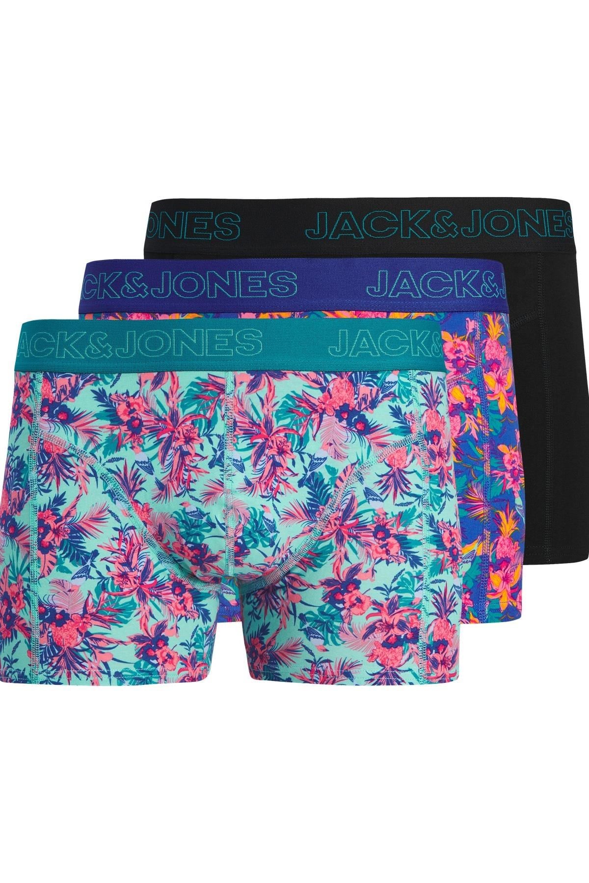 Jack & Jones JACEXOTIC Leaves 3’lü Boxer Seti Erkek Rahat Esnek Desenli 