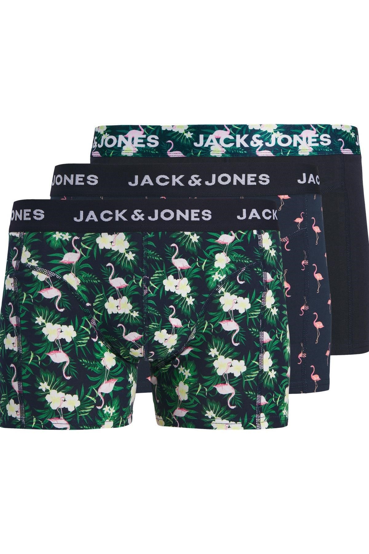 Jack & Jones JACFLAMINGO Flower 3’lü Boxer Seti Erkek Rahat Esnek Desenli 