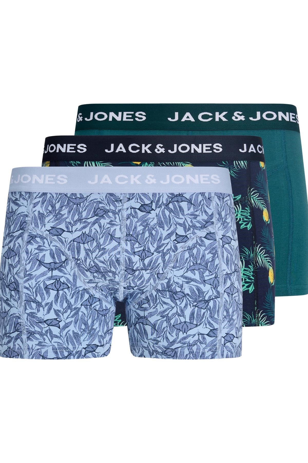 Jack & Jones JACJAKE Lemon Trunks Erkek 3'lü Boxer Seti Pamuklu 