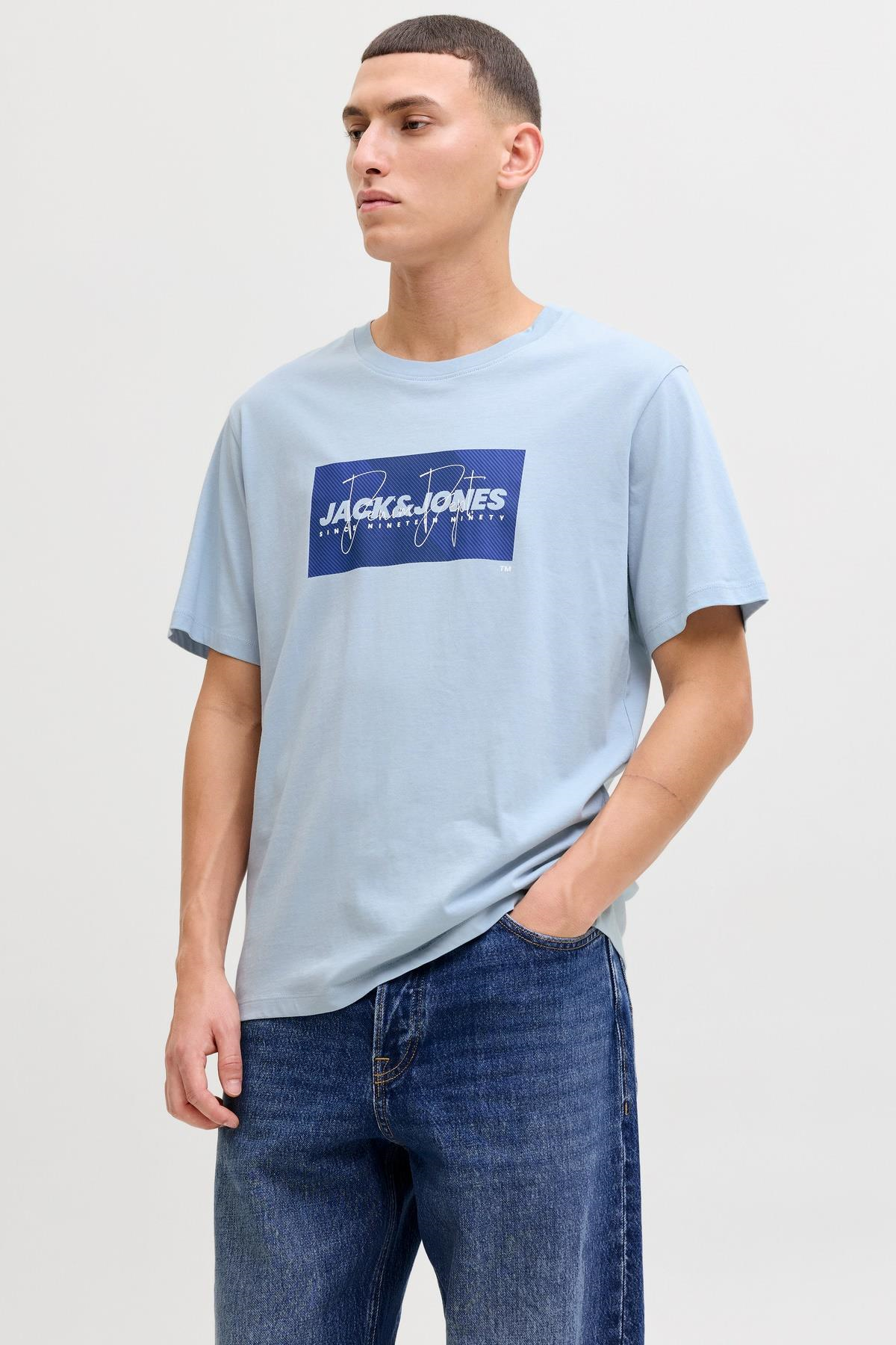 Jack & Jones JJCOLE Print Erkek Tişört Bisiklet Yaka Kısa Kollu 