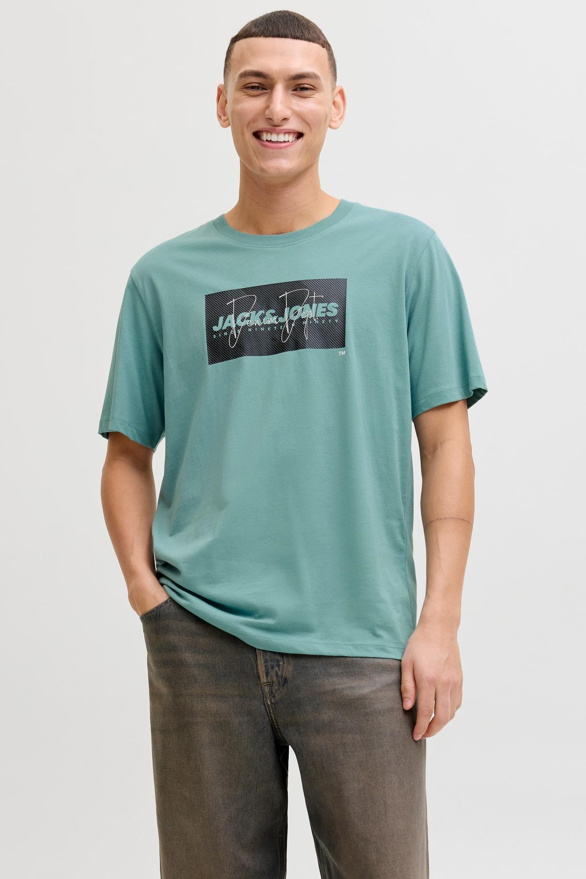 Jack & Jones JJCOLE Print Erkek Tişört Bisiklet Yaka Kısa Kollu 