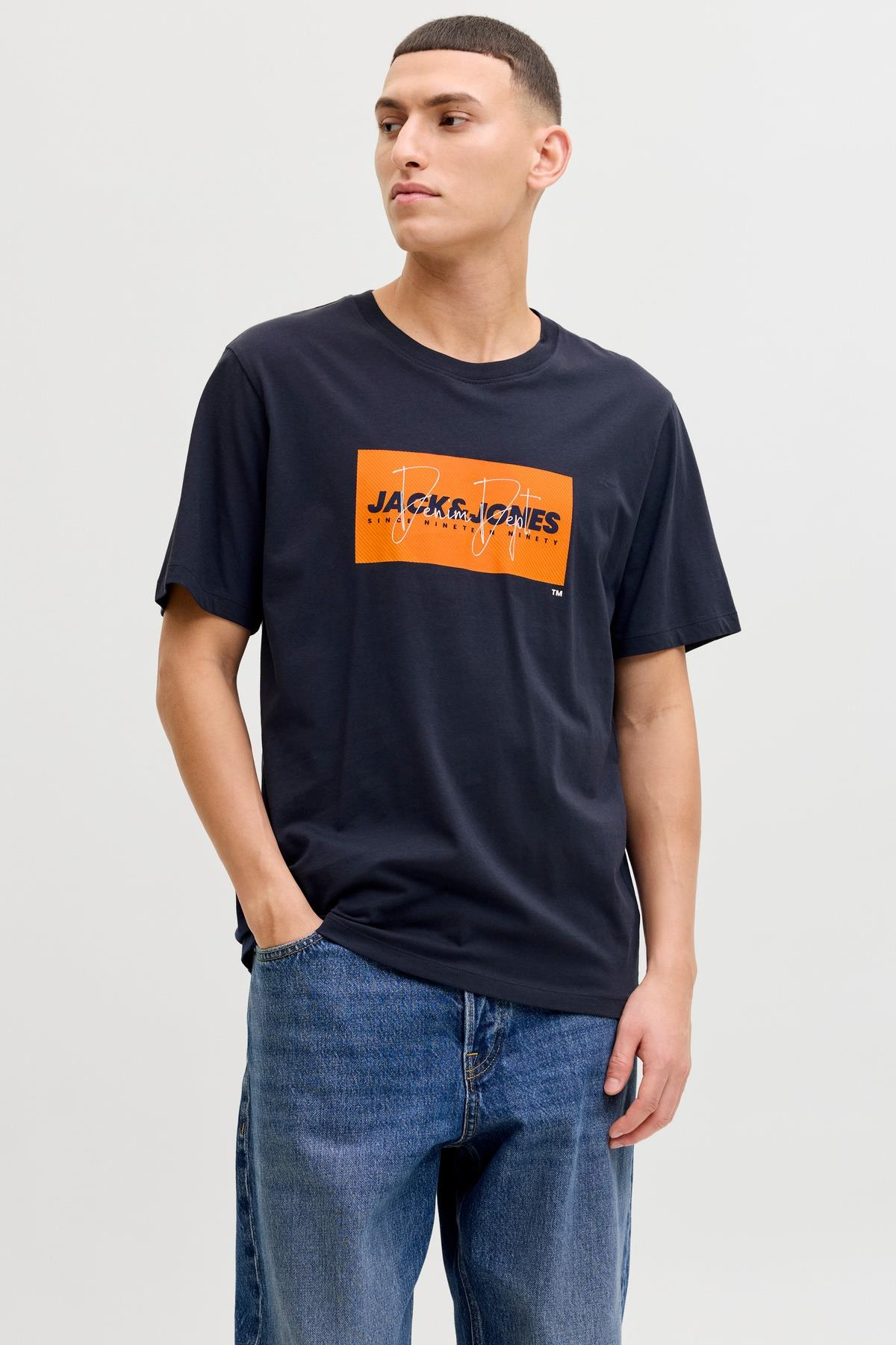 Jack & Jones JJCOLE Print Erkek Tişört Bisiklet Yaka Kısa Kollu 
