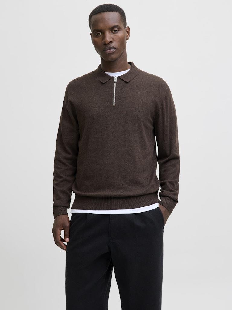Jack & Jones JJEEMIL Knit Polo | Yarım Fermuar Uzun Kollu Erkek Triko 