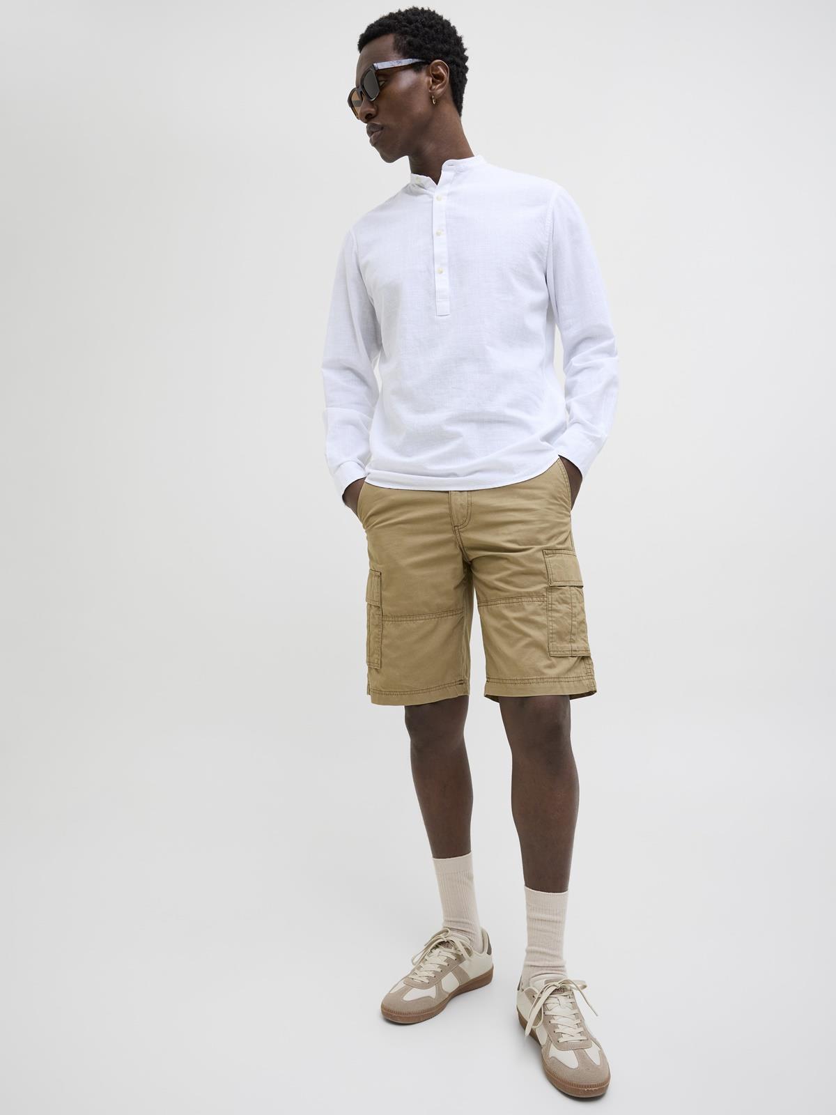 Jack & Jones JPSTCOLE MATEO Erkek Kargo Şort – %100 Pamuk, Rahat Kesim, Çok Cepli 