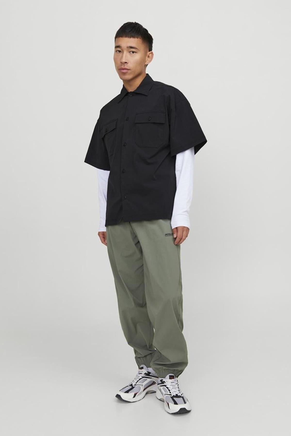 JACK&JONES JCOALTITUDE SHIRT SS OVERSIZED12251280 SİYAH