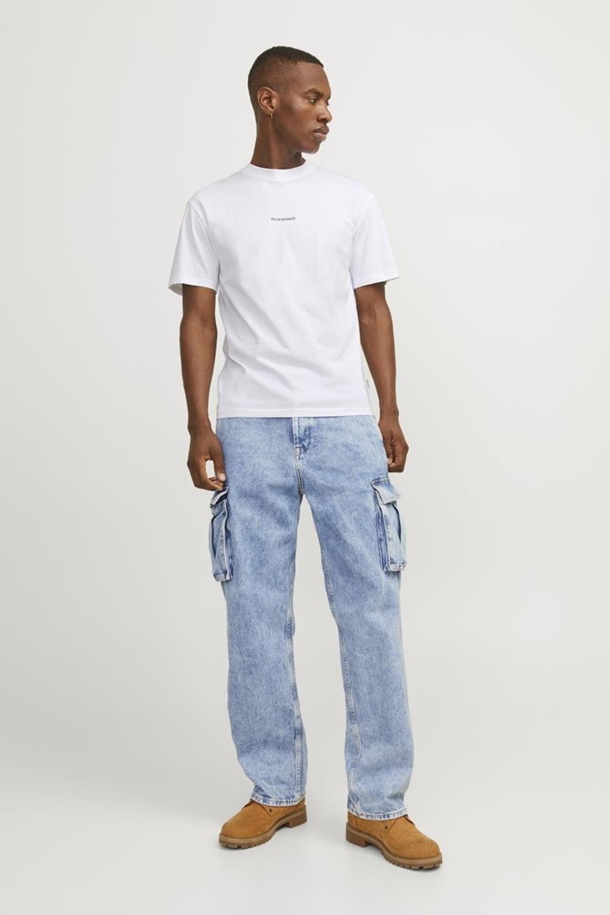 JACK&JONES JORARUBA LANDSCAPE TEE SS CREW NECK12255525 BEYAZ