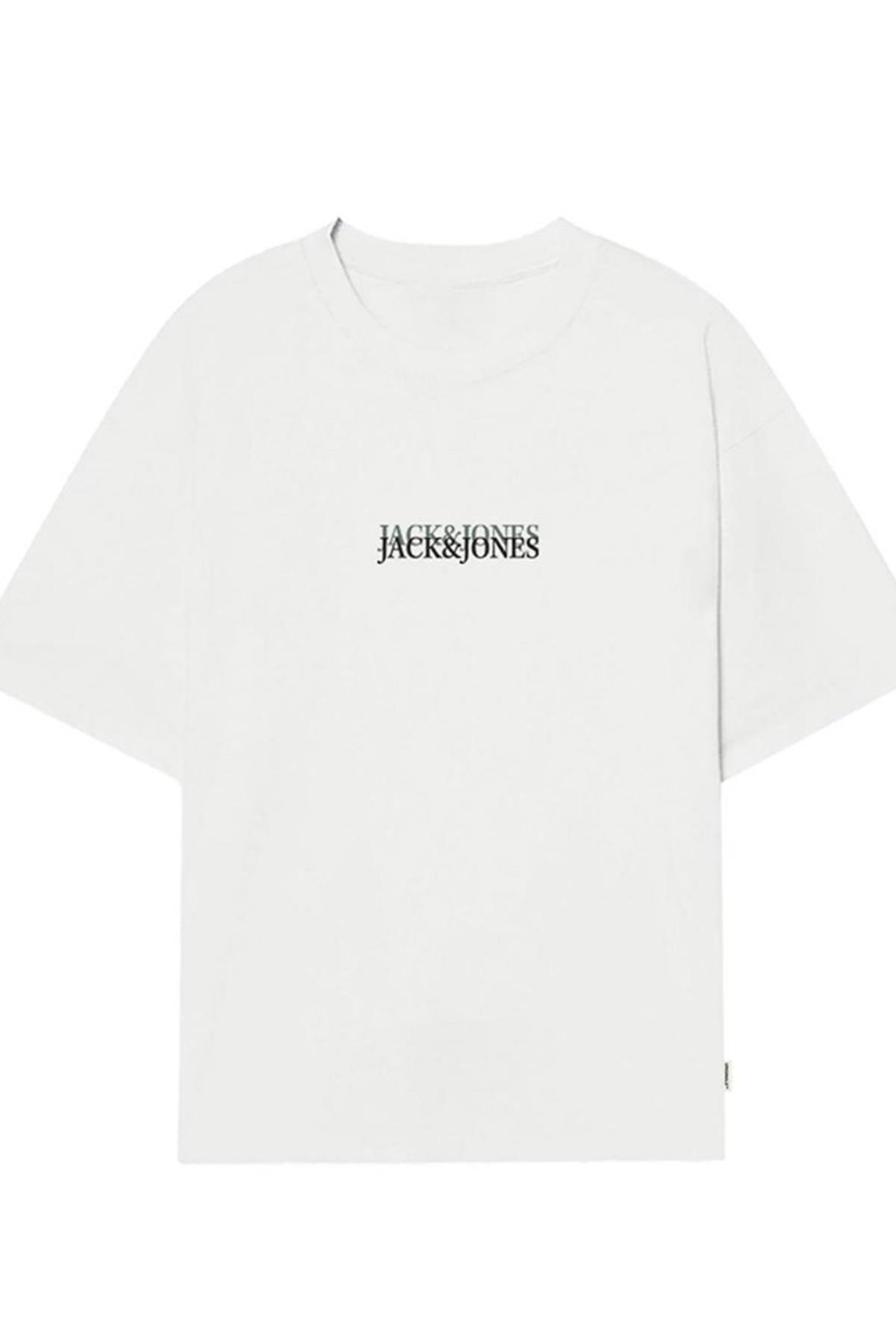 JACK&JONES  JORLAFAYETTE EMB TEE SS CREW NECK12251768 BEYAZ