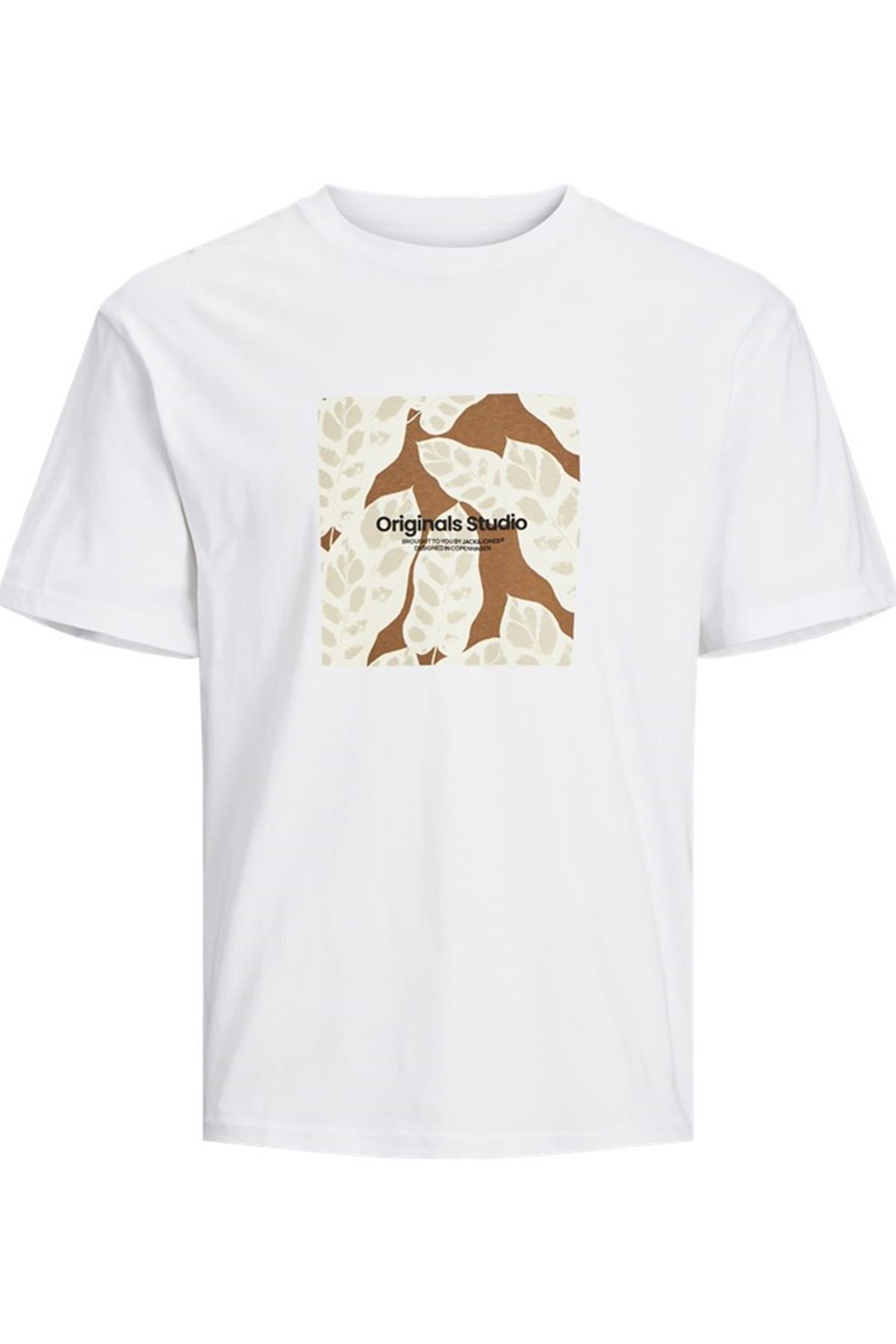 JACK&JONES JORSEQUOIA TEE SS CREW NECK LN 12256717 BEYAZ