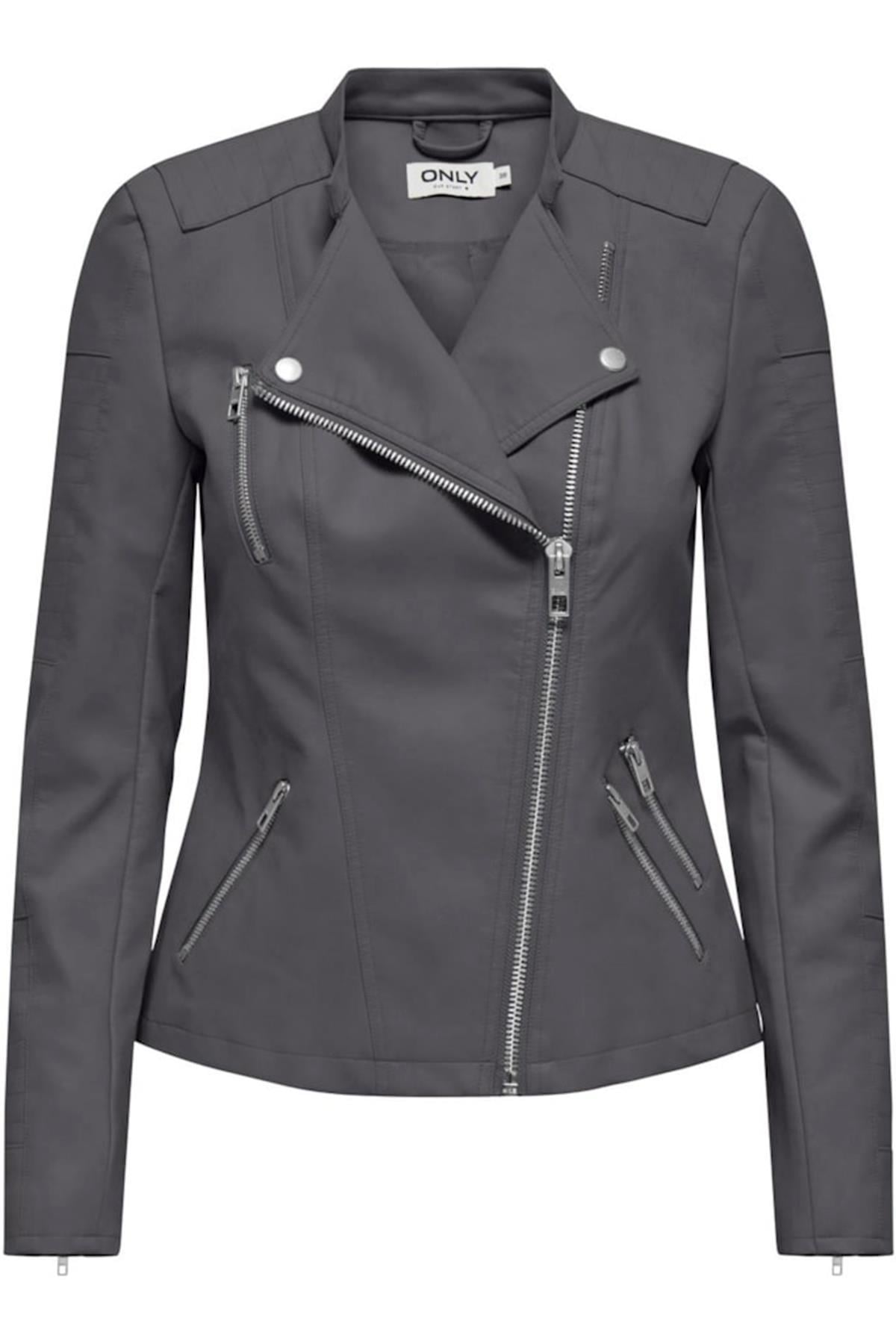 ONLAVA FAUX LEATHER BIKER OTW NOOS ANTRASİT
