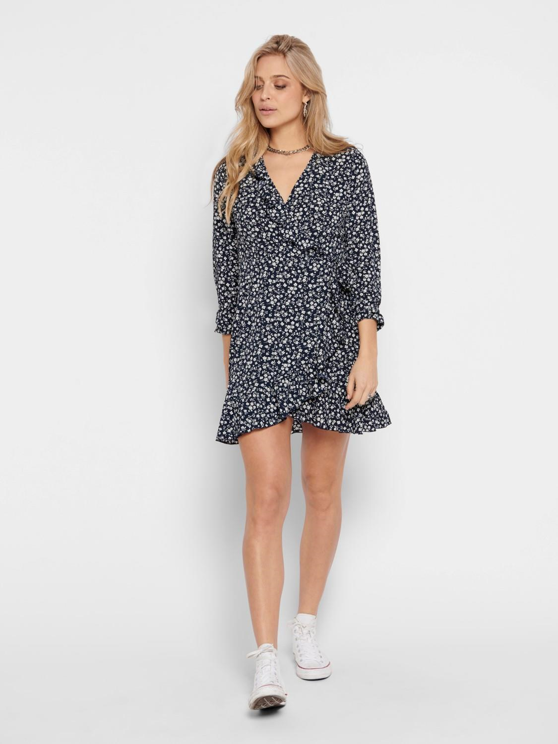 ONLCARLY L/S WRAP SHORT DRESS NOOS WVN