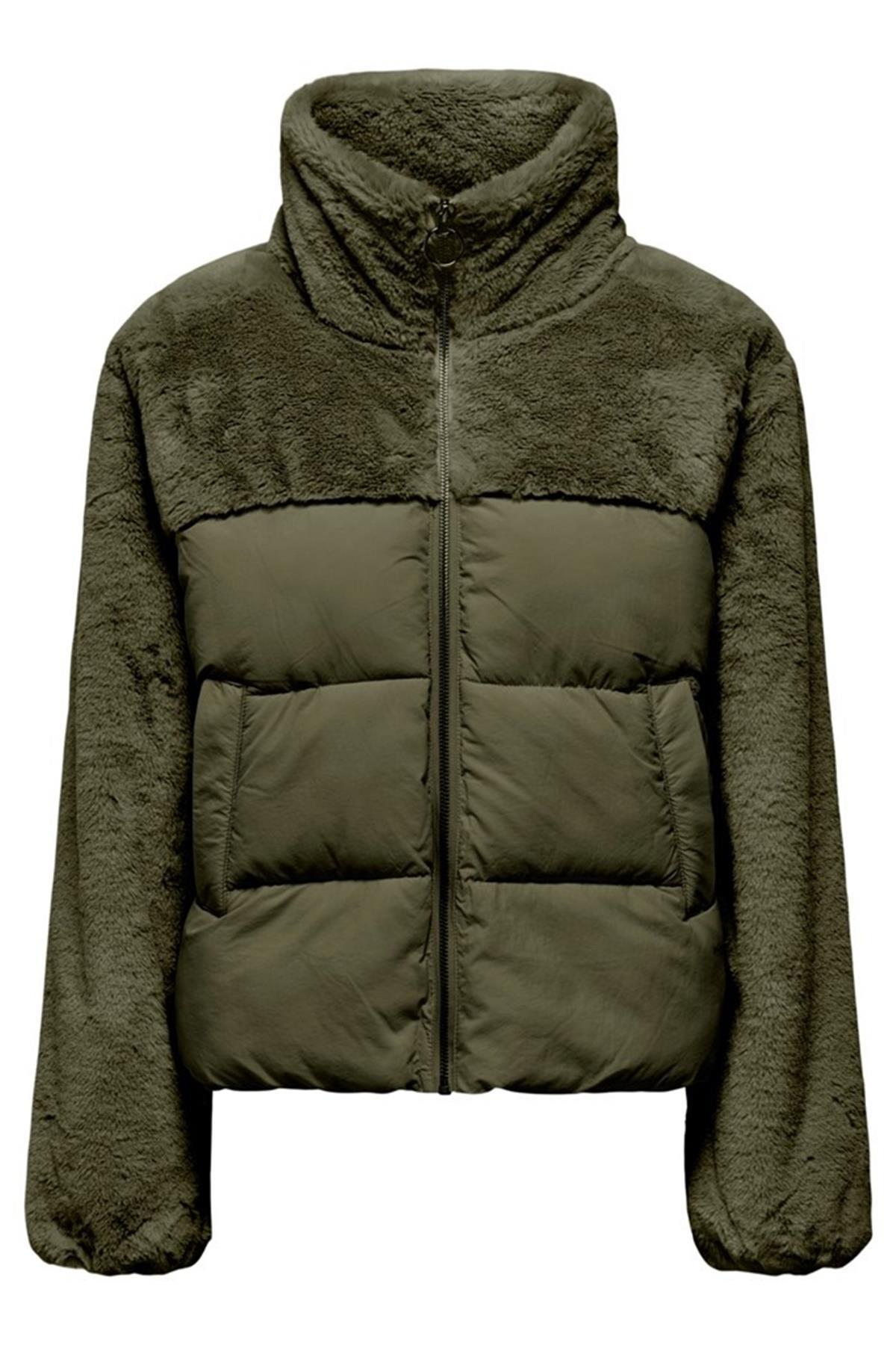 ONLWANJA FUR PUFFER MIX JACKET CC OTW HAKİ