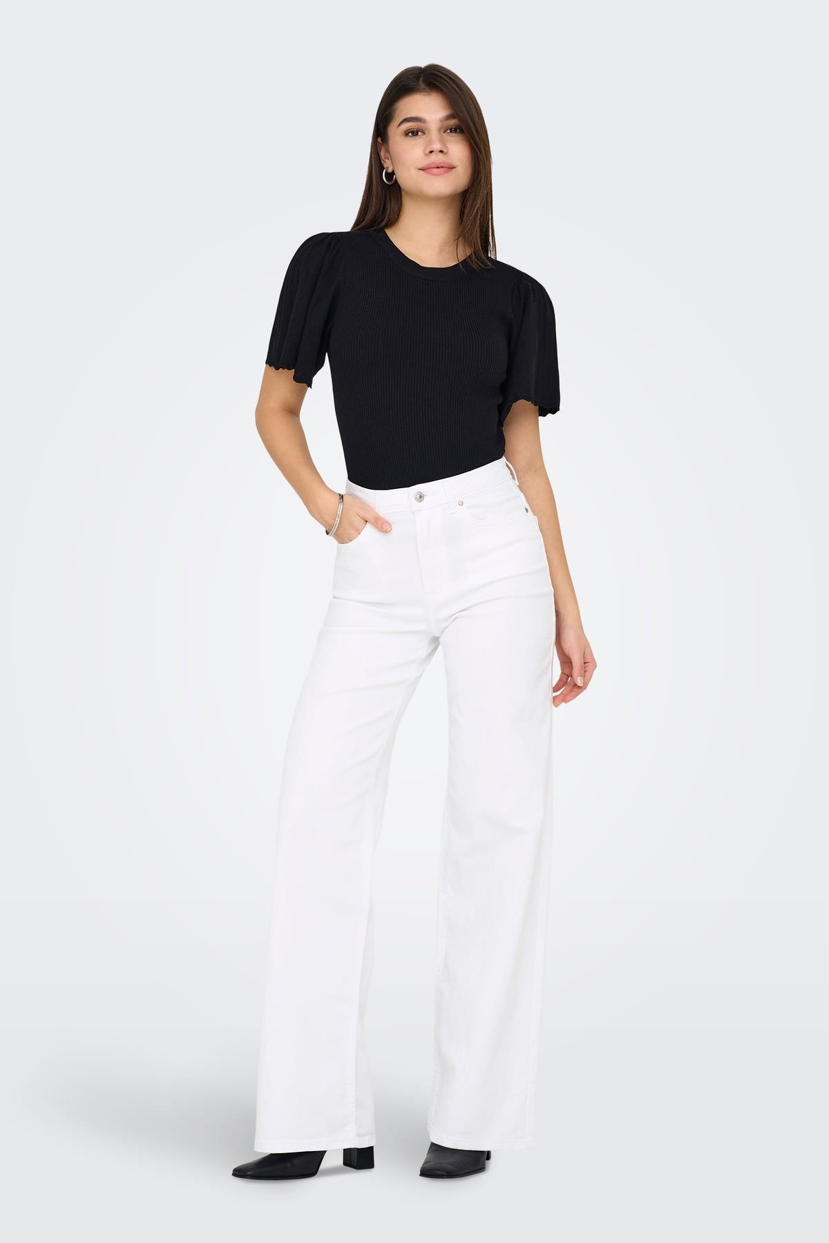 Only Kadın Yüksek Bel Wide Leg Crop Jean Pantolon - Madison Blush 