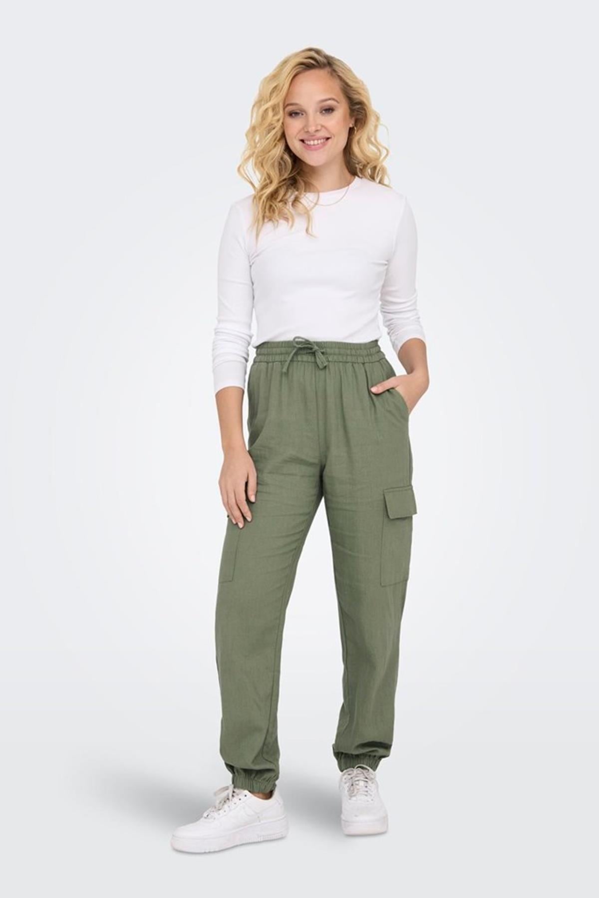ONLY ONLCARO MW LIN PULL-UP CARGO PNT NOOS 15310987 PETROL YEŞİL