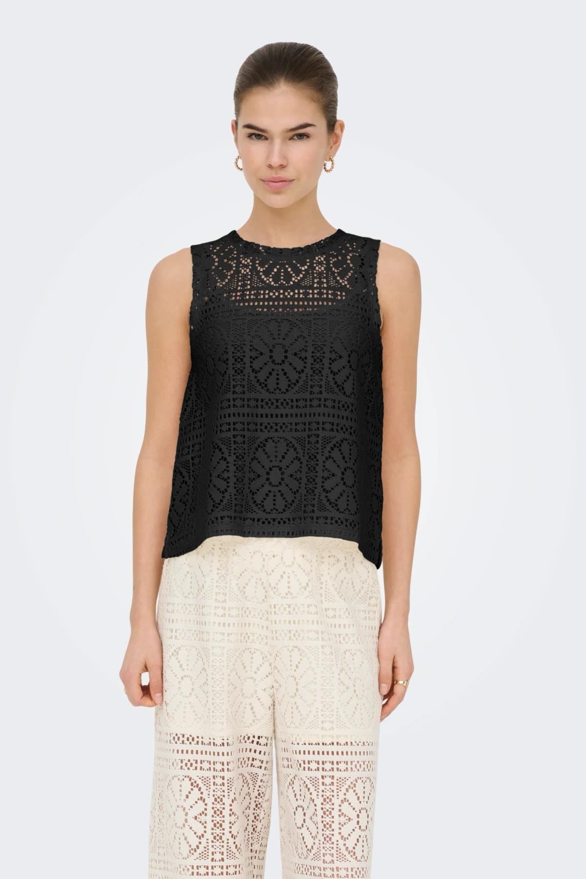 Only ONLLIAN Lace Kadın Atlet Dantel Detaylı Kolsuz Şık Günlük 