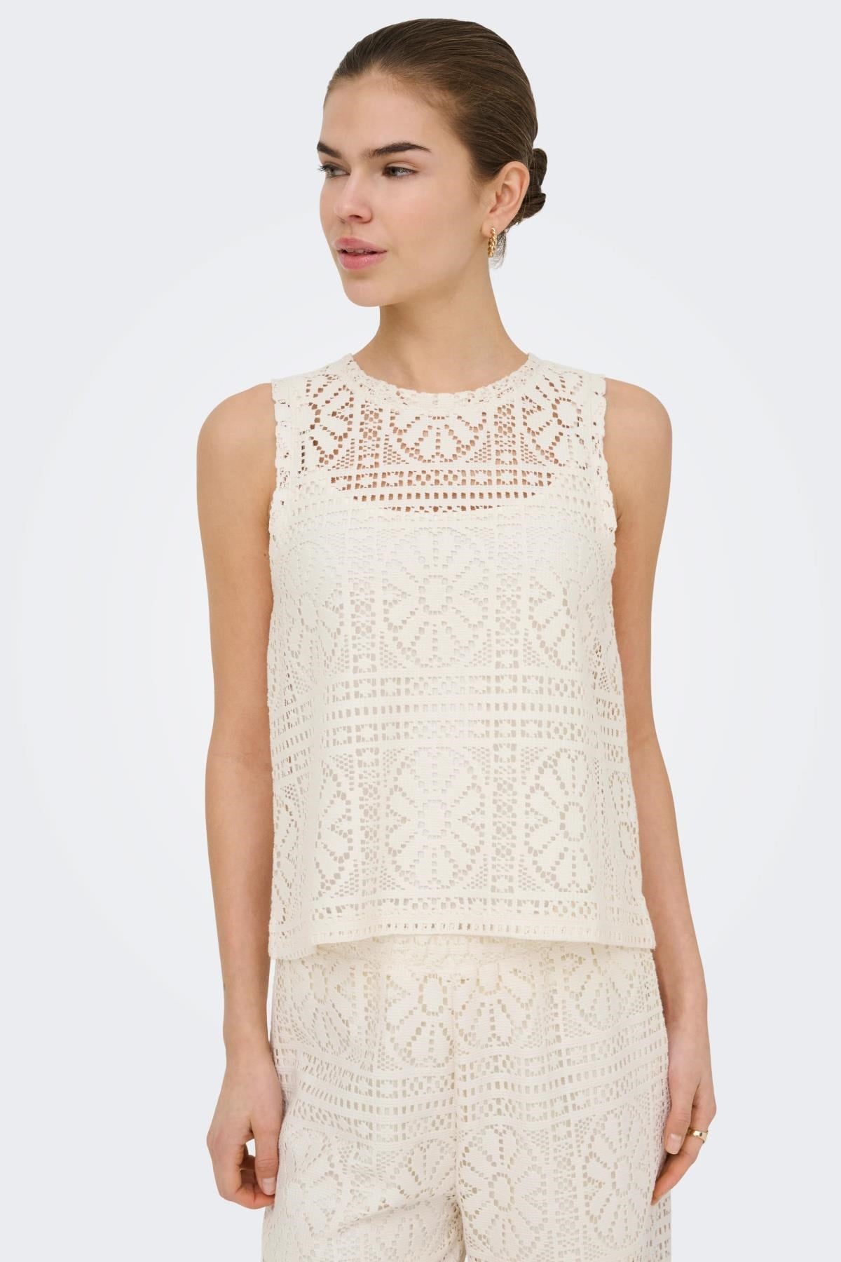 Only ONLLIAN Lace Kadın Atlet Dantel Detaylı Kolsuz Şık Günlük 