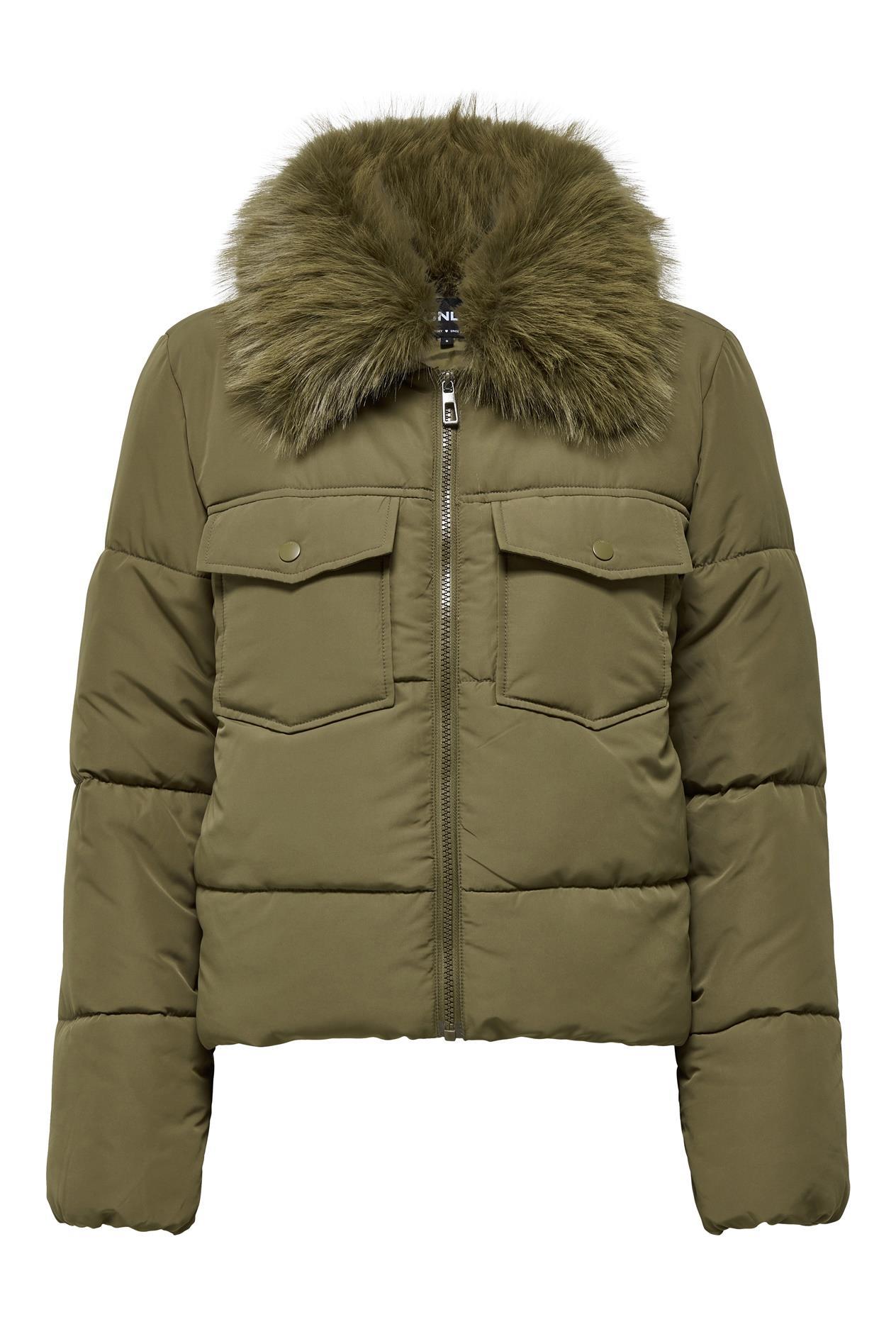 ONLY ONLMAGGI Fur Puffer Kadın Şişme Mont – Kürklü Kapüşonlu, Fermuarlı, Kışlık Ceket 