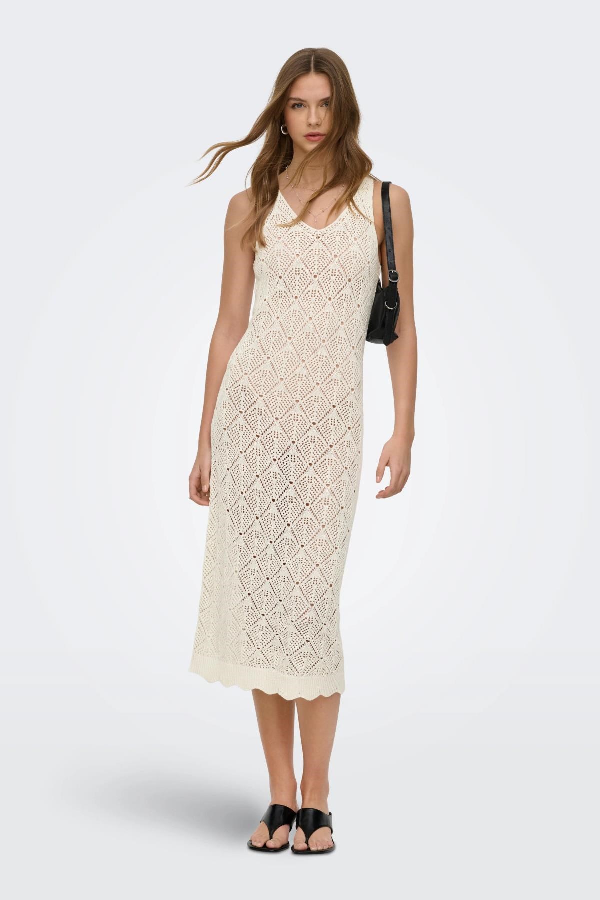 Only ONLSUNFLOWER Kadın Askılı Elbise Triko Yazlık Günlük 