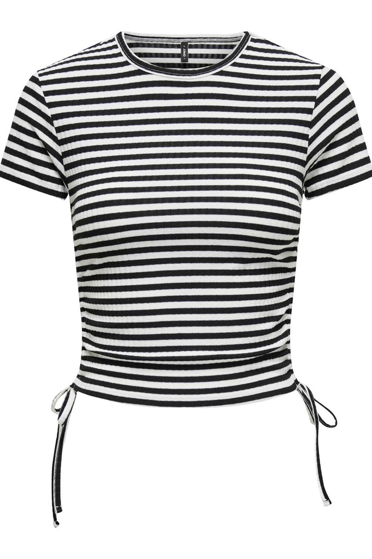 ONLY ONLWENDY S/S RUCHING TOP JRS 15284982 SİYAH