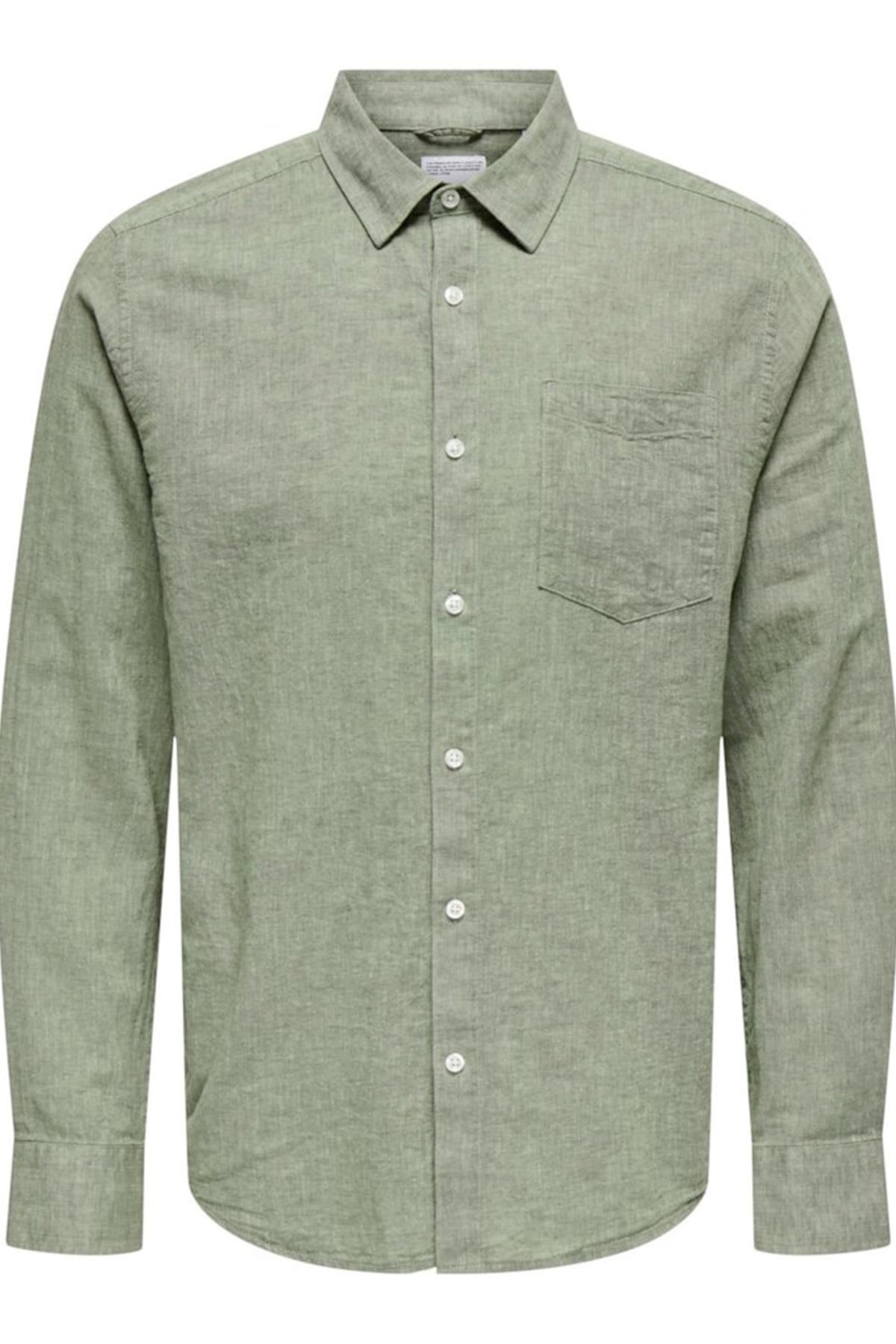 ONSCAIDEN LIFE REG LS 1 PKT SHIRT NOOS YEŞİL