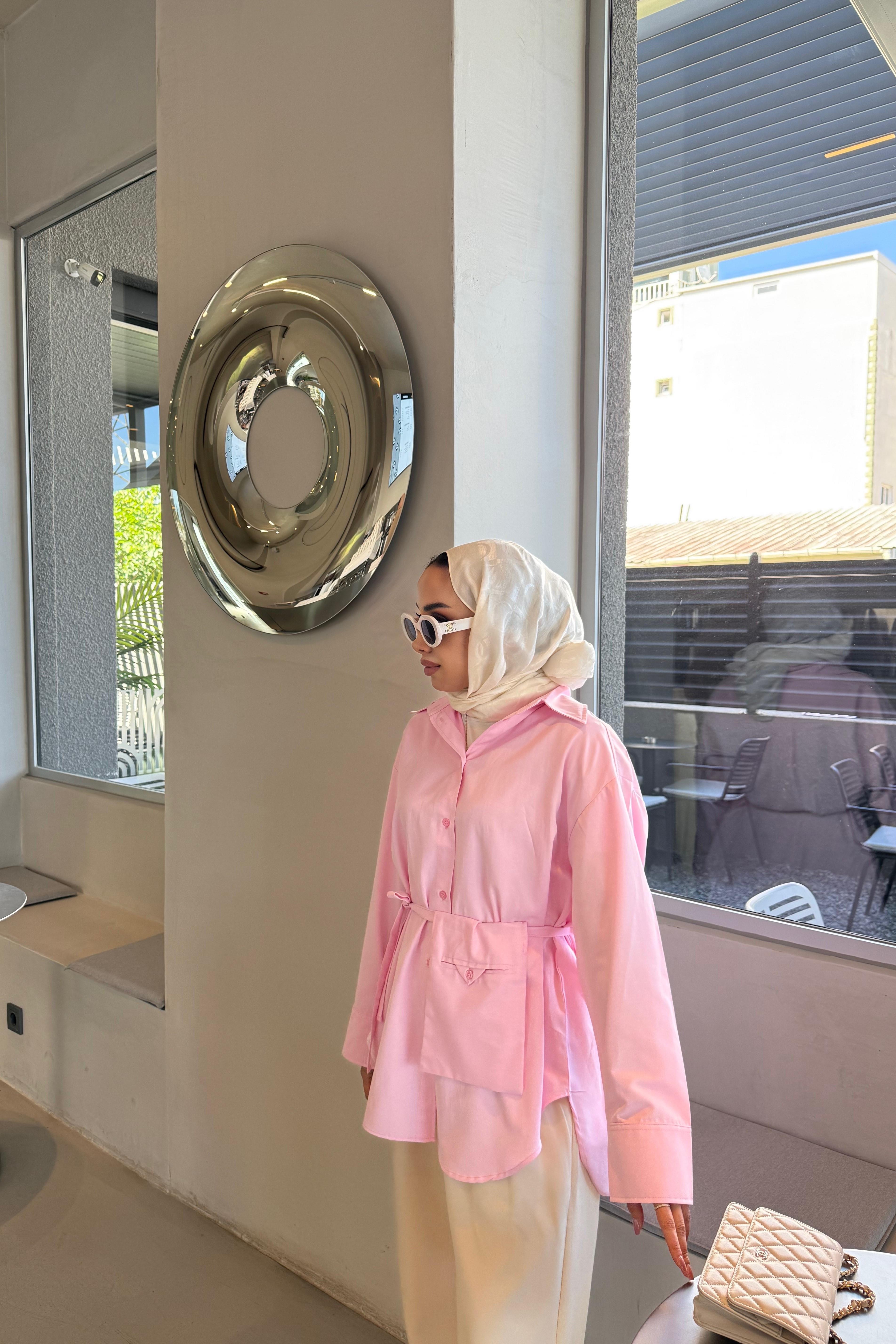 Gömlek Seyyar Cep Detaylı Pembe