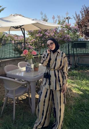 Batik Desen Keten Takım Kahve