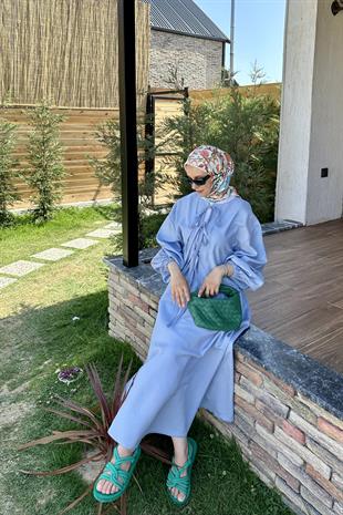 Buz Mavi Bağlama Etekli Takım