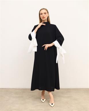 KOLLARI BAĞLAMA DETAYLI ELBİSE