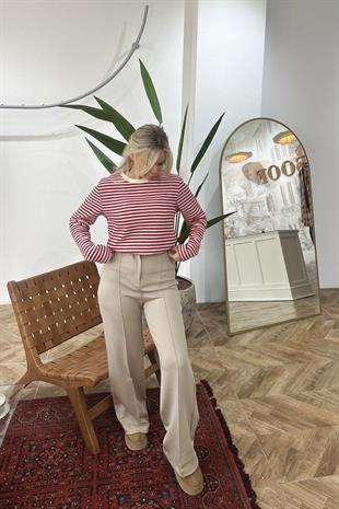 Scuba Palazzo Pantolon Krem