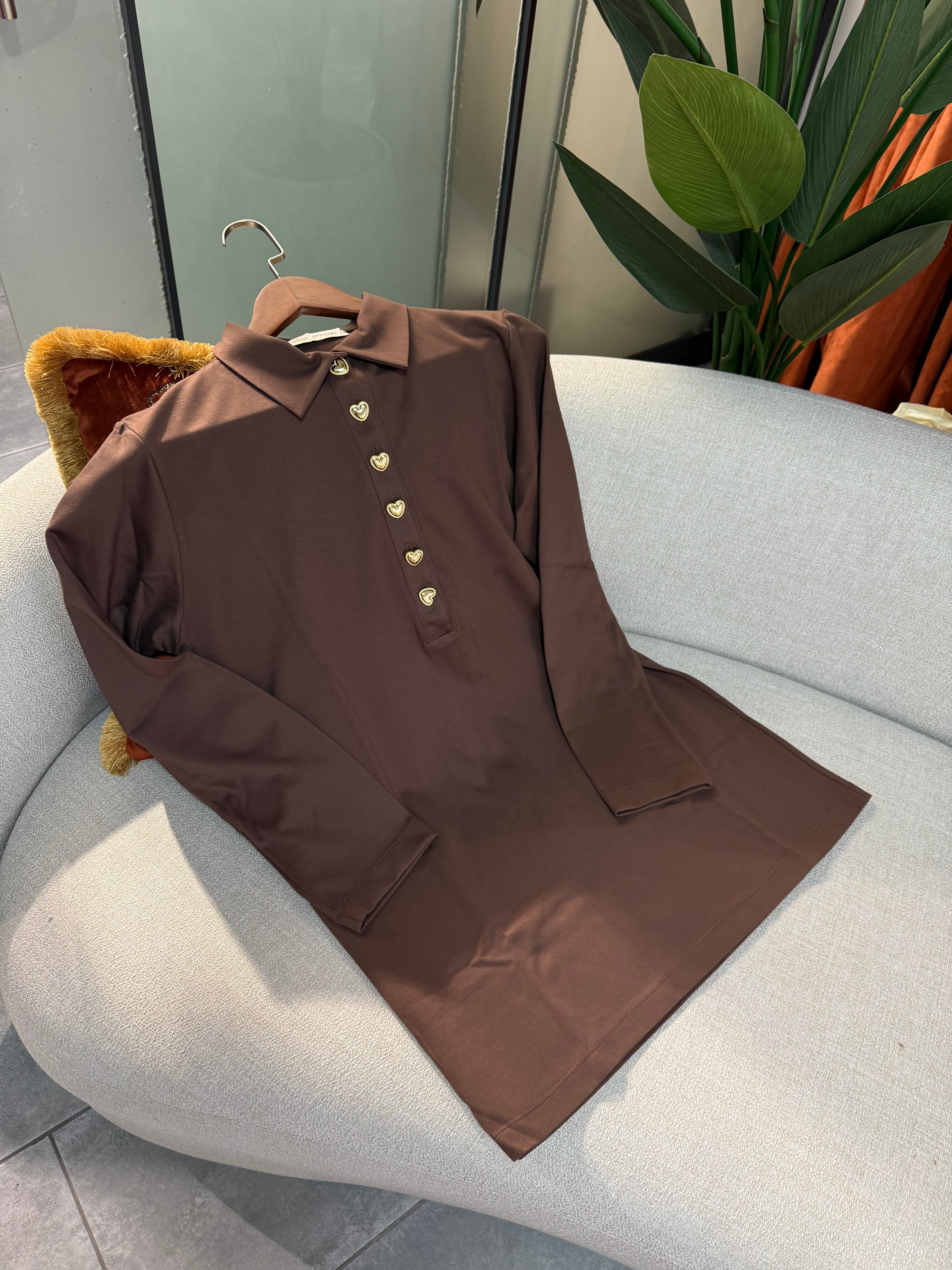 Çelik örme sweatshirt kahve