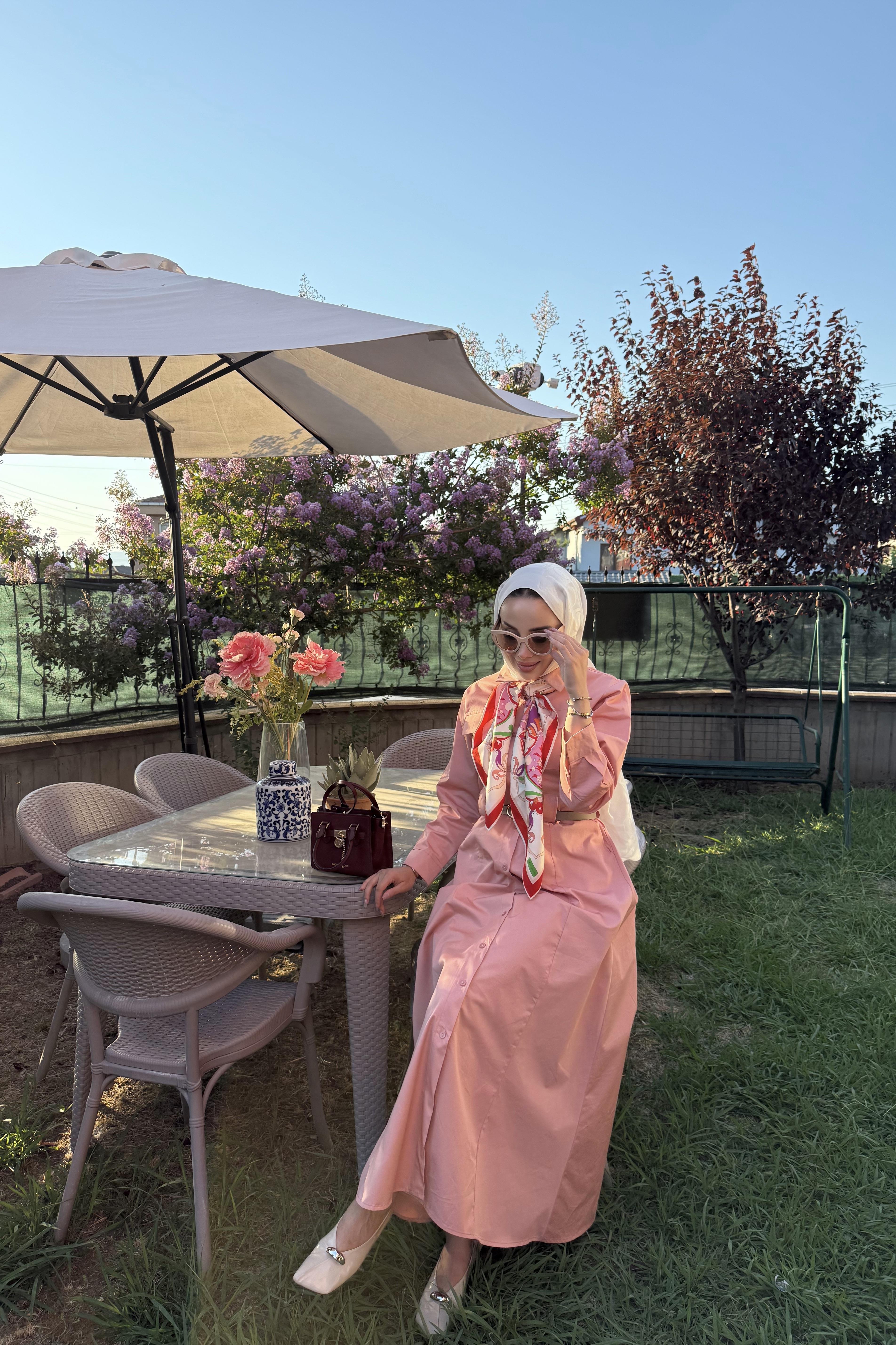 Cepli Pamuk Keten Gömlek Pembe